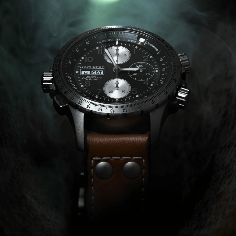 Hamilton,Khaki Aviation 44mm,44mm,Stainless Steel,Black,Automatic,Chronograph,Date,Day,H77616533