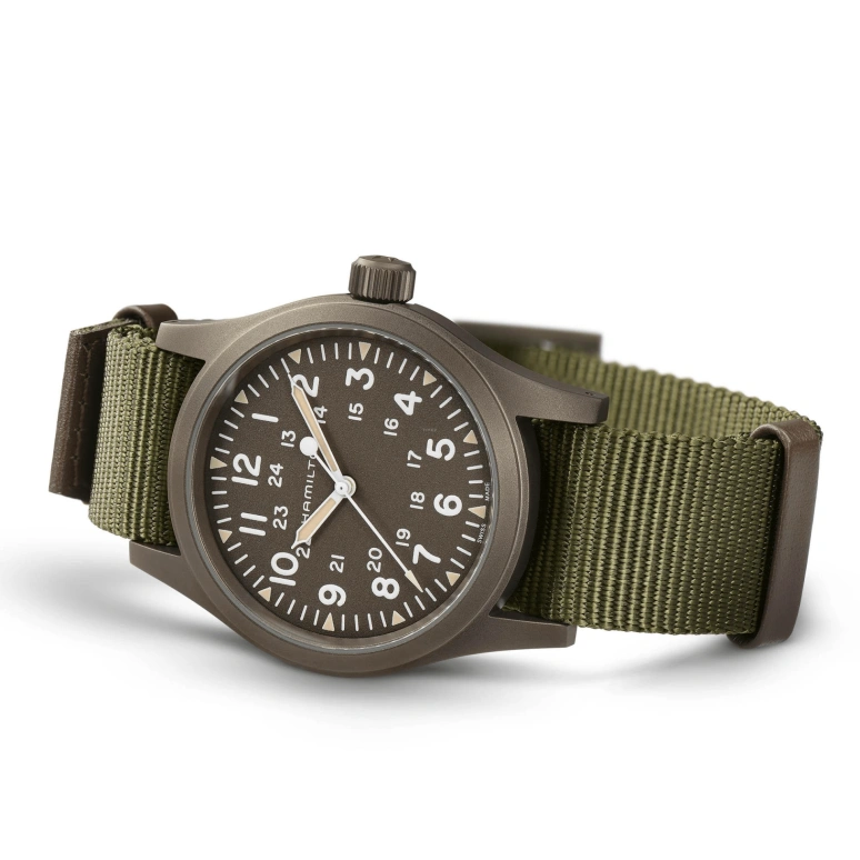 Hamilton,Khaki Field 38mm,38mm,Stainless Steel,Brown,Handwound,Day,80hours,H69449961