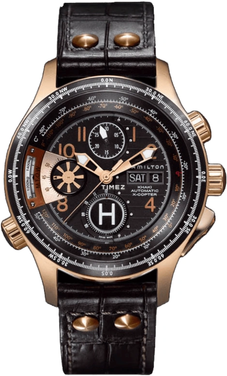 Hamilton,Khaki Aviation 44mm,44mm,Stainless Steel,Black,Sapphire,Crystal Glass,Open,H76646533