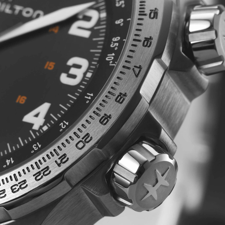 Hamilton,Khaki Aviation 45mm,45mm,Stainless Steel,Black,Automatic,Chronograph,Date,Day,H77755133