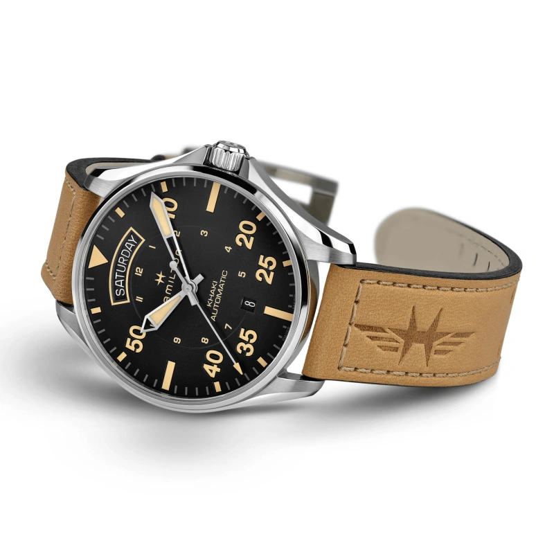 Hamilton,Khaki Aviation 42mm,42mm,Stainless Steel,Black,Automatic,Date,Day,H64645531