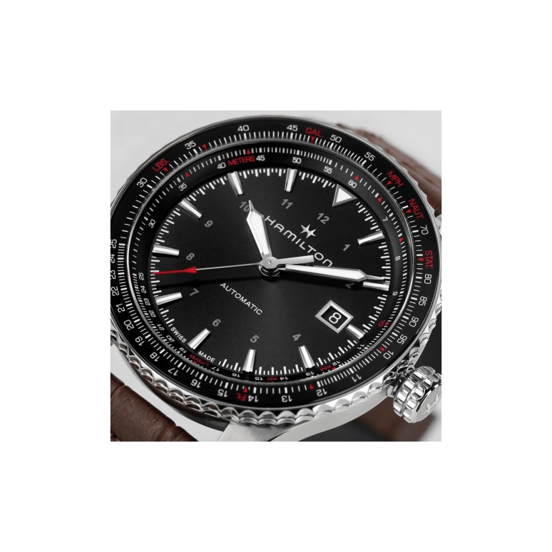 Hamilton,Khaki Aviation 42mm,42mm,Stainless Steel,Black,Automatic,Date,80hours,H76615530