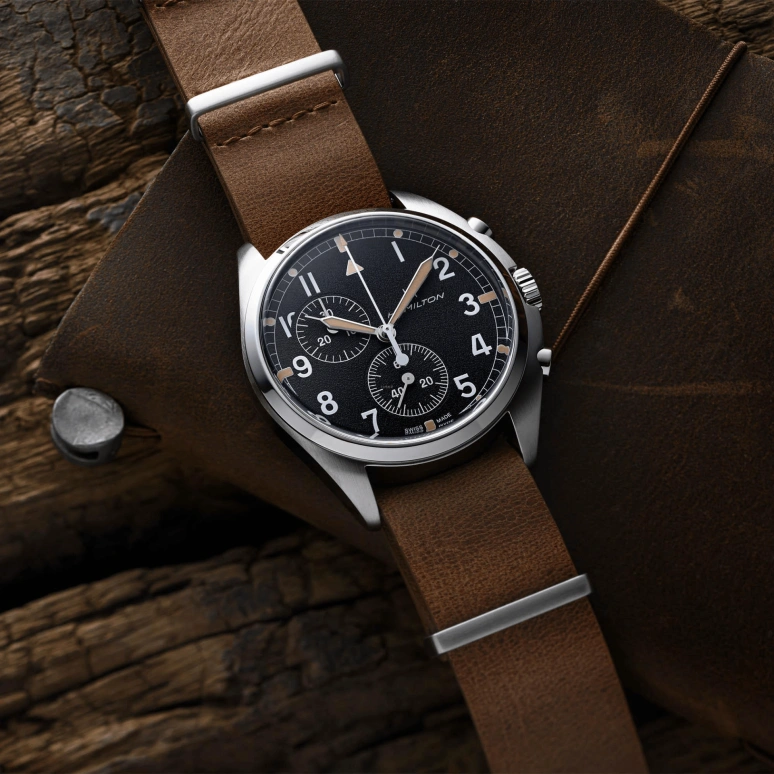Hamilton,Khaki Aviation 41mm,41mm,Stainless Steel,Black,Quartz,Chronograph,Date,Rattrapante,H76522531