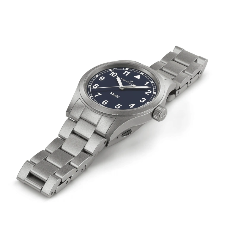 Hamilton,Khaki Field 38mm,38mm,Stainless Steel,Dark Blue,Quartz,In-house Caliber,Sapphire,Glass,H69401140