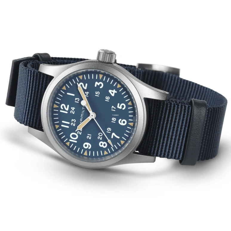Hamilton,Khaki Field 38mm,38mm,Stainless Steel,Blue,Handwound,80hours,In-house Caliber,H69439940