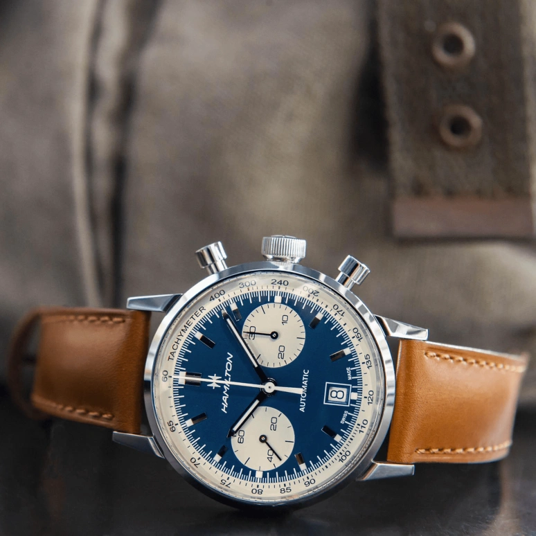 Hamilton,American Classic 40mm,40mm,Stainless Steel,Blue,Automatic,Chronograph,Date,H38416541
