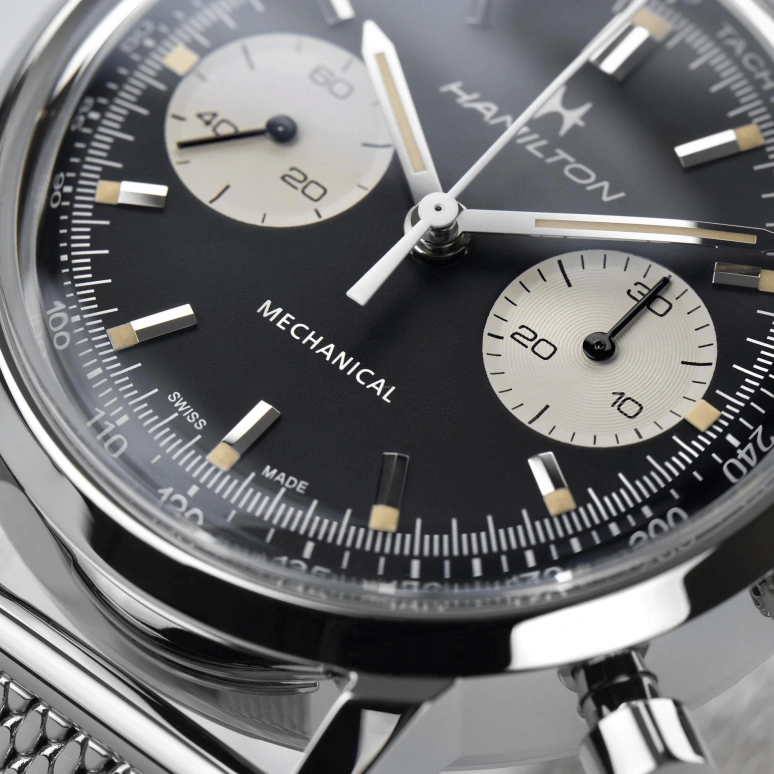 Hamilton,American Classic 40mm,40mm,Stainless Steel,Black,Handwound,Chronograph,Date,H38429130