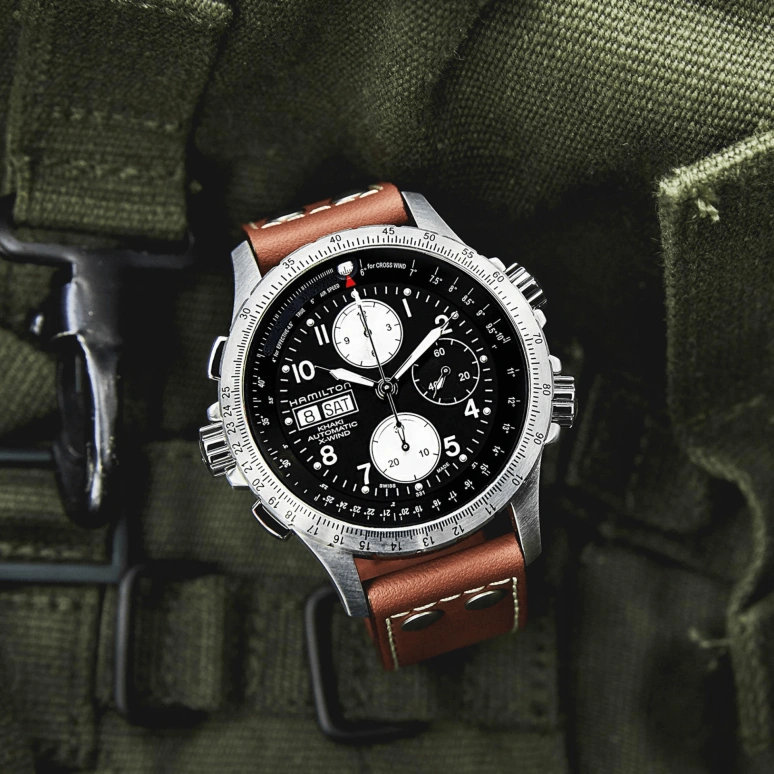 Hamilton,Khaki Aviation 44mm,44mm,Stainless Steel,Black,Automatic,Chronograph,Date,Day,H77616533