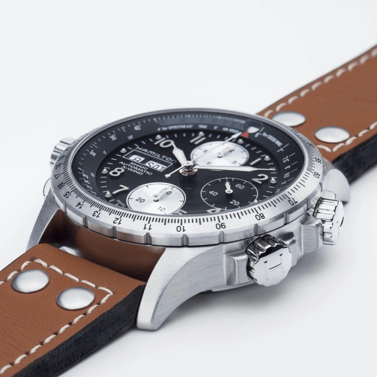 Hamilton,Khaki Aviation 44mm,44mm,Stainless Steel,Black,Automatic,Chronograph,Date,Day,H77616533
