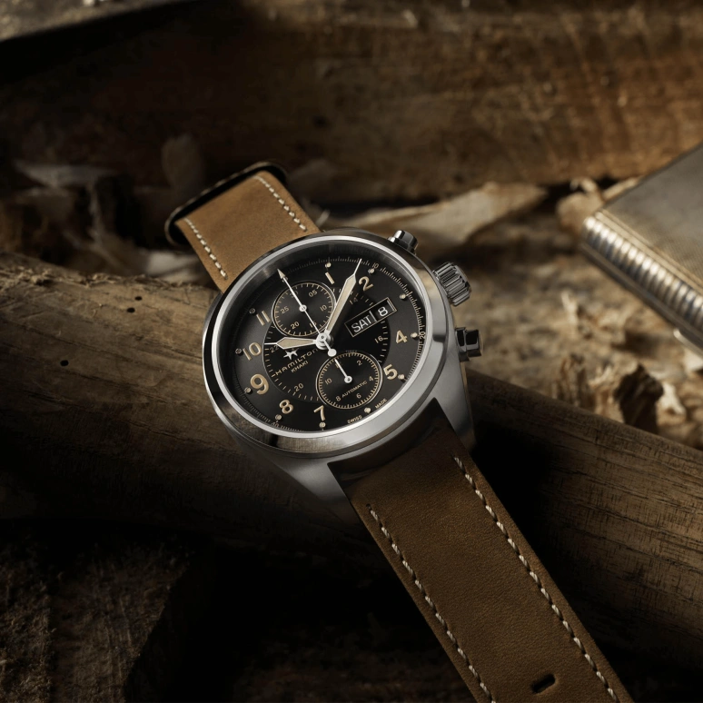 Hamilton,Khaki Field 42mm,42mm,Stainless Steel,Black,Automatic,Chronograph,Date,Day,H71616535