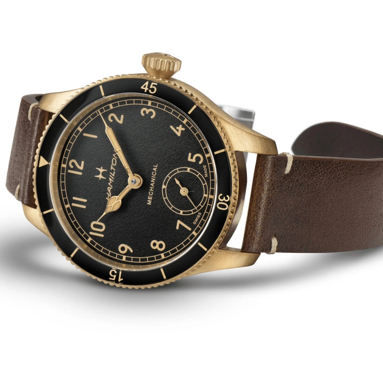 Hamilton,Khaki Aviation 43mm,43mm,Bronze,Stainless Steel,Black,Handwound,46hours,Sapphire,H76709530