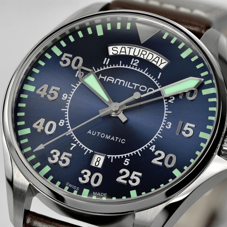 Hamilton,Khaki Aviation 42mm,42mm,Stainless Steel,Blue,Automatic,Date,Day,H64615545