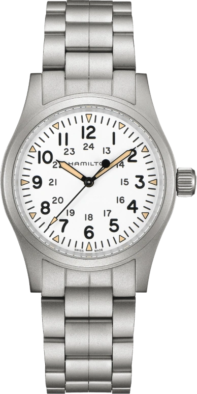 Hamilton,Khaki Field 38mm,38mm,Stainless Steel,White,Handwound,Day,80hours,H69439111