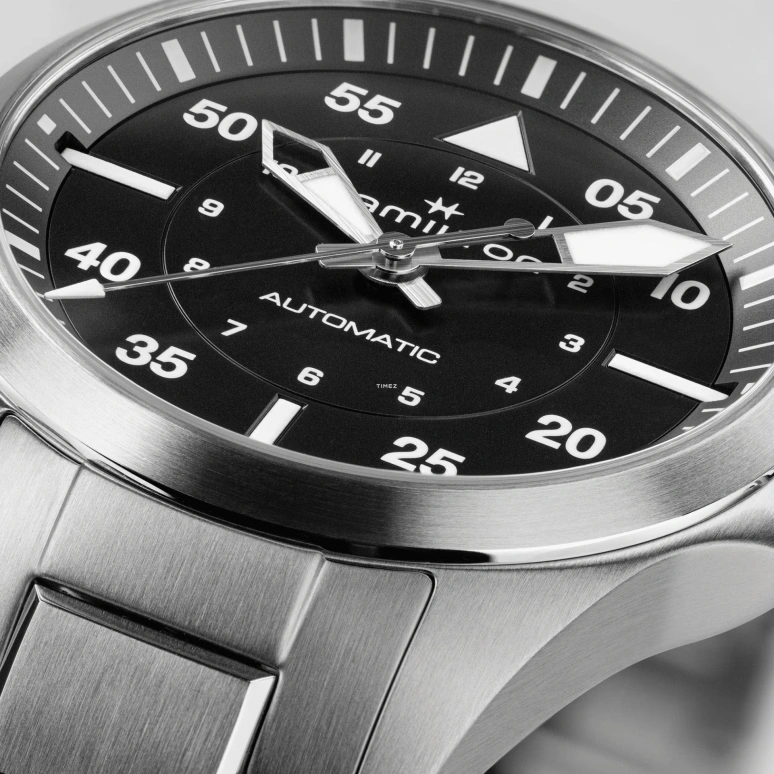 Hamilton,Khaki Aviation 11.15mm,11.15mm,Stainless Steel,Black,Automatic,Sapphire,Glass,Silver,H76215130