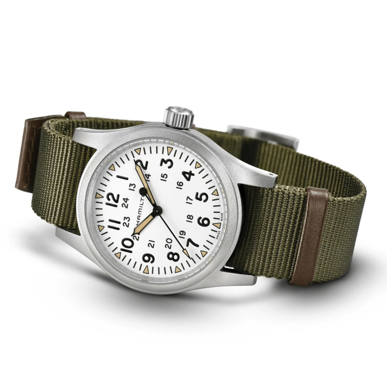 Hamilton,Khaki Field 38mm,38mm,Stainless Steel,White,Handwound,Day,80hours,H69439411