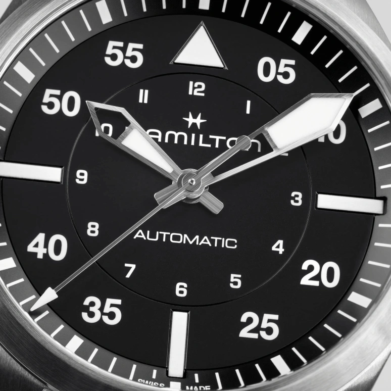 Hamilton,Khaki Aviation 39mm,39mm,Stainless Steel,Black,Automatic,80hours,In-house Caliber,H76305130