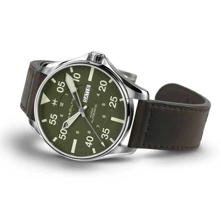 Hamilton,Khaki Aviation 46mm,46mm,Stainless Steel,Green,Automatic,Date,Day,H64735561