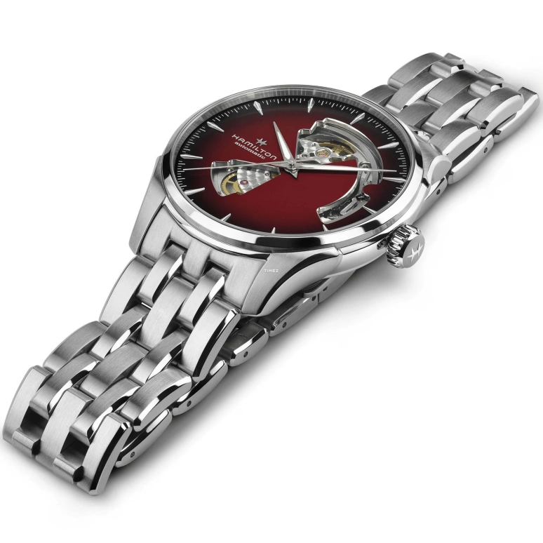 Hamilton,Jazzmaster 40mm,40mm,Stainless Steel,Burgundy,Automatic,Sapphire,Glass,Tonneau,H32675170