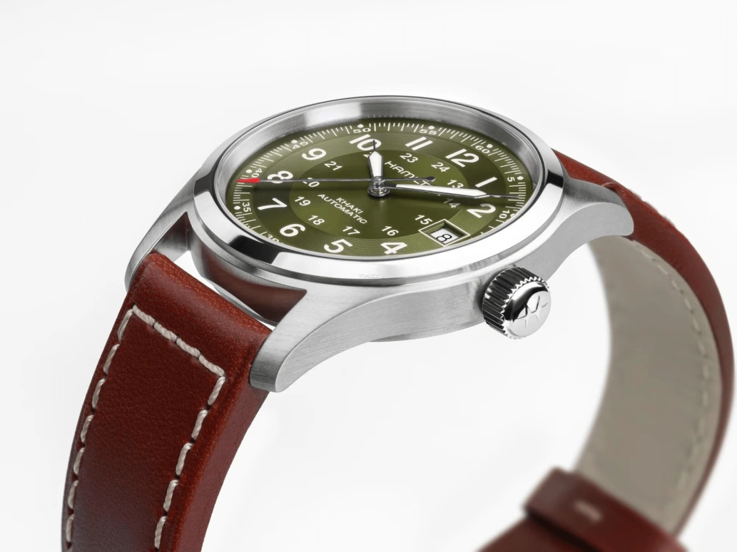 Hamilton,Khaki Field 38mm,38mm,Stainless Steel,Olive Green,Automatic,Day,80hours,H70455560
