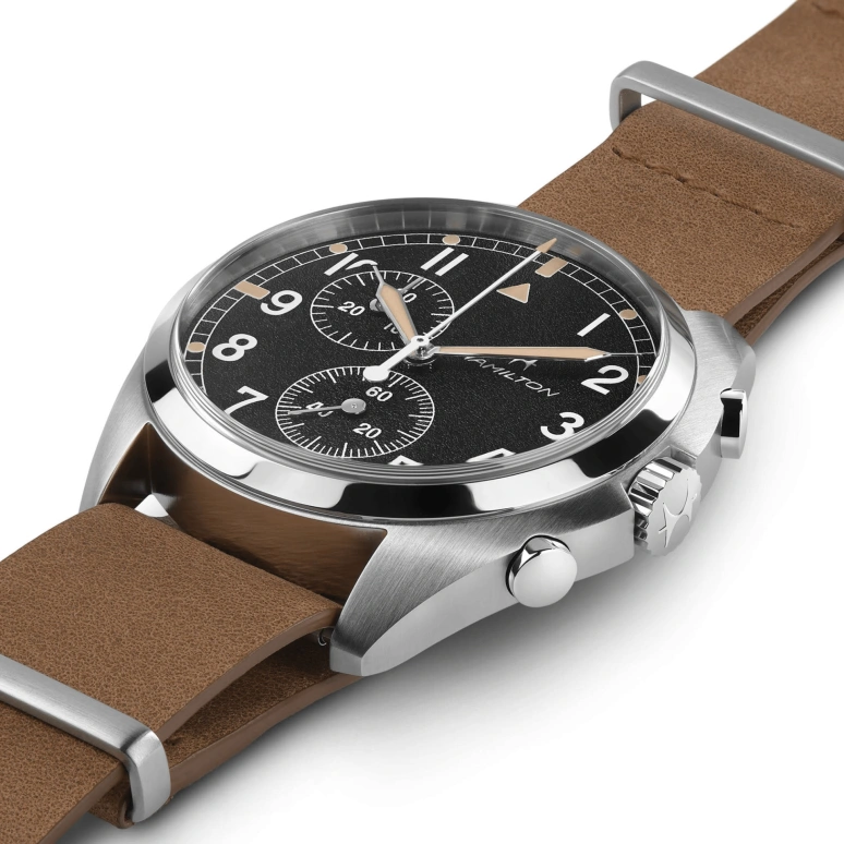 Hamilton,Khaki Aviation 41mm,41mm,Stainless Steel,Black,Quartz,Chronograph,Date,Rattrapante,H76522531