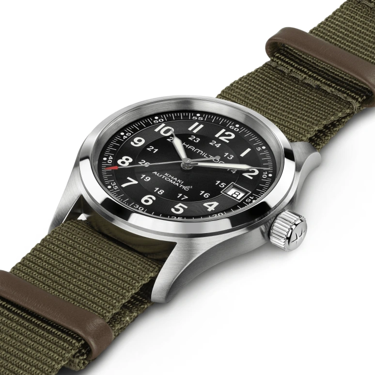 Hamilton,Khaki Field 38mm,38mm,Stainless Steel,Black,Automatic,Day,80hours,H70475930