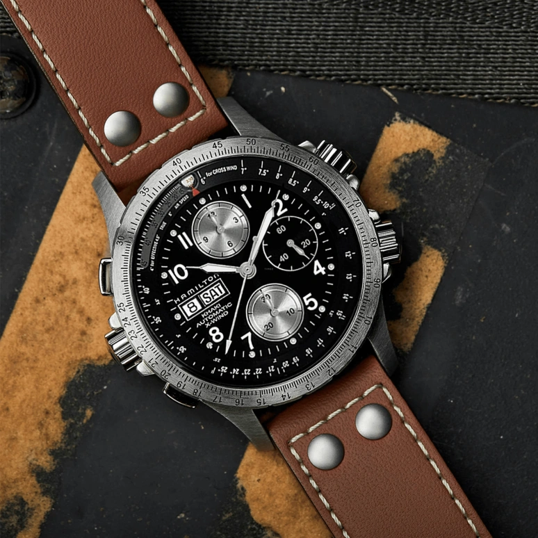 Hamilton,Khaki Aviation 44mm,44mm,Stainless Steel,Black,Automatic,Chronograph,Date,Day,H77616533