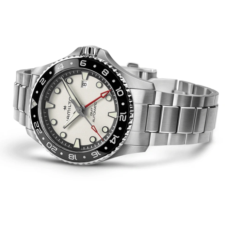 Hamilton,Khaki Navy 43mm,43mm,Stainless Steel,Cream,Automatic,Day,Dule Time,GMT,H82555150