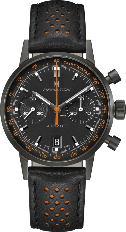 Hamilton,American Classic 40mm,40mm,Stainless Steel,Black,Automatic,Chronograph,Day,H38446732