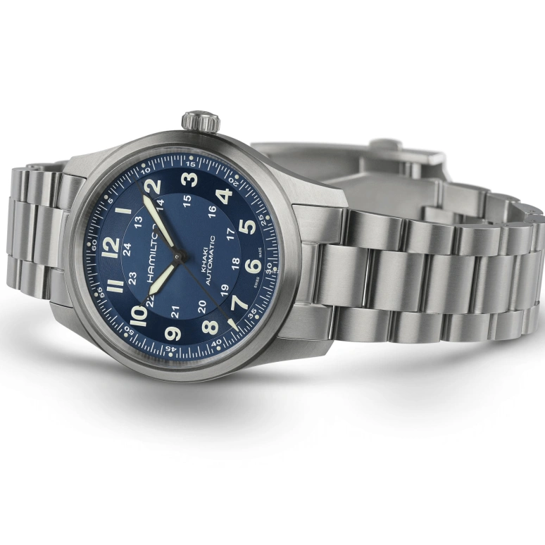 Hamilton,Khaki Field 38mm,38mm,Titanium,Blue,Automatic,Sapphire,Crystal Glass,Round,H70205140