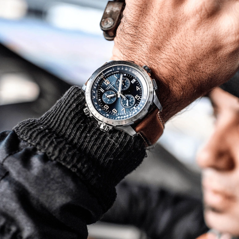 Hamilton,Khaki Aviation 46mm,46mm,Stainless Steel,Blue,Quartz,Chronograph,Date,Rattrapante,H77922541