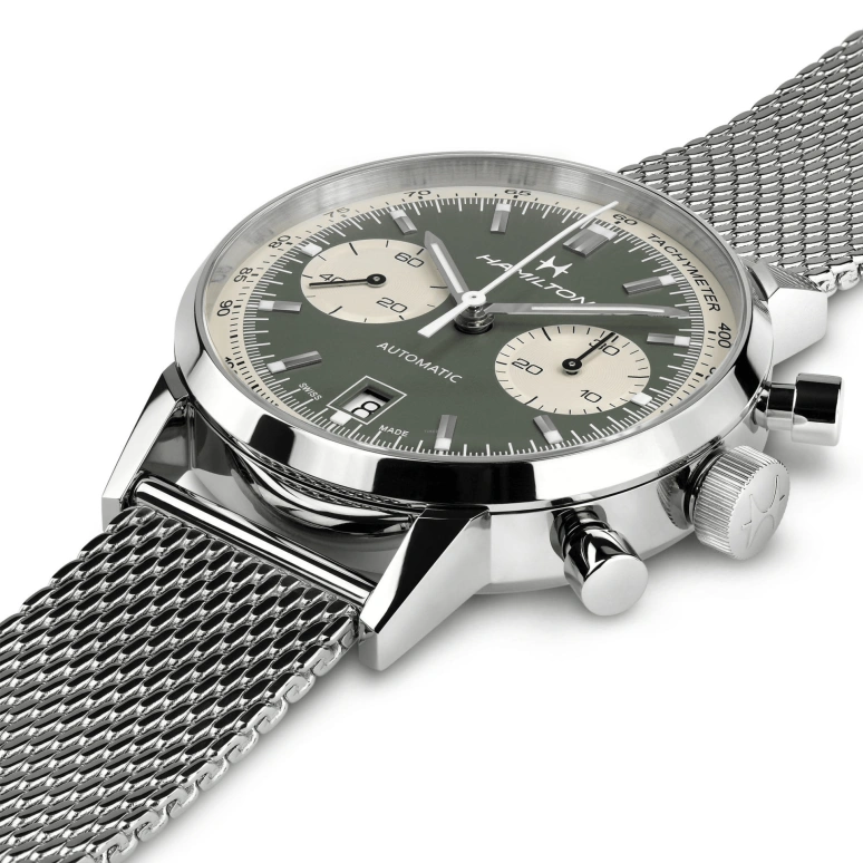 Hamilton,American Classic 40mm,40mm,Stainless Steel,Green,Automatic,Chronograph,Date,H38416160