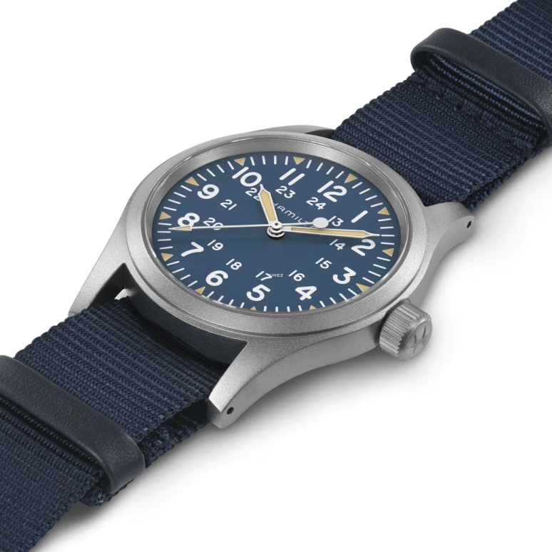 Hamilton,Khaki Field 38mm,38mm,Stainless Steel,Blue,Handwound,80hours,In-house Caliber,H69439940