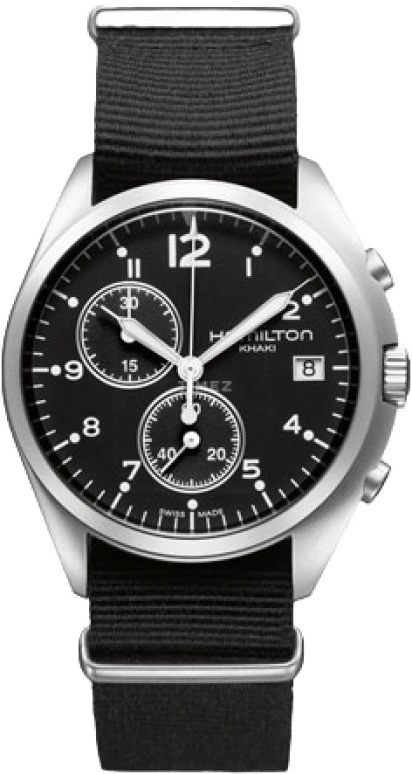 Hamilton,Khaki Aviation 41mm,41mm,Stainless Steel,Black,Quartz,Chronograph,Date,Rattrapante,H76552433