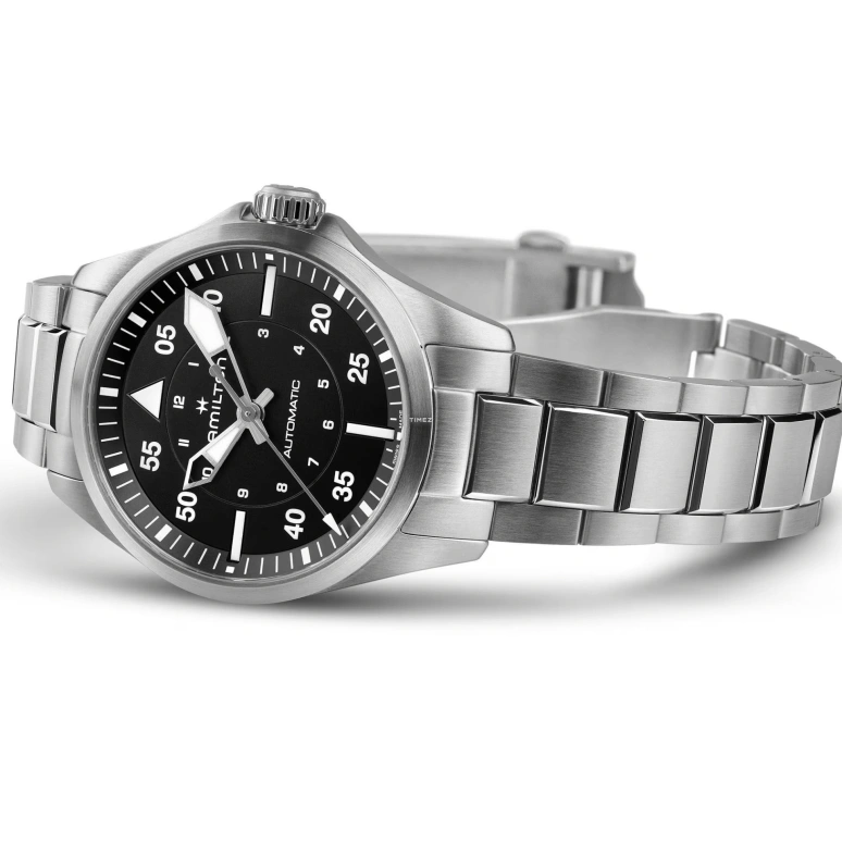 Hamilton,Khaki Aviation 11.15mm,11.15mm,Stainless Steel,Black,Automatic,Sapphire,Glass,Silver,H76215130