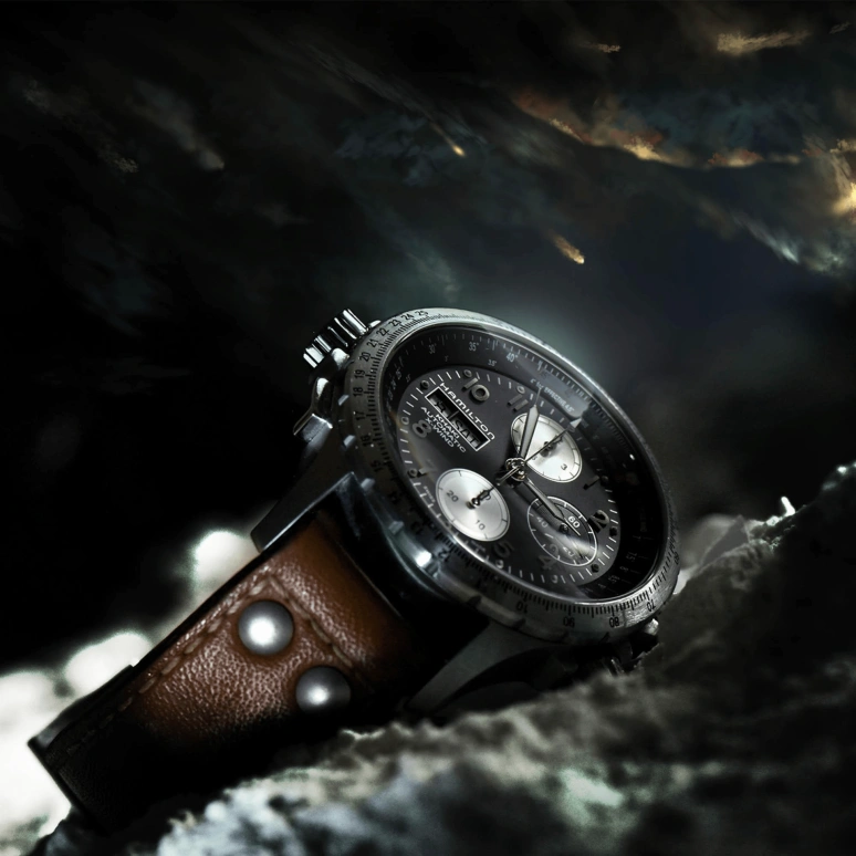 Hamilton,Khaki Aviation 44mm,44mm,Stainless Steel,Black,Automatic,Chronograph,Date,Day,H77616533
