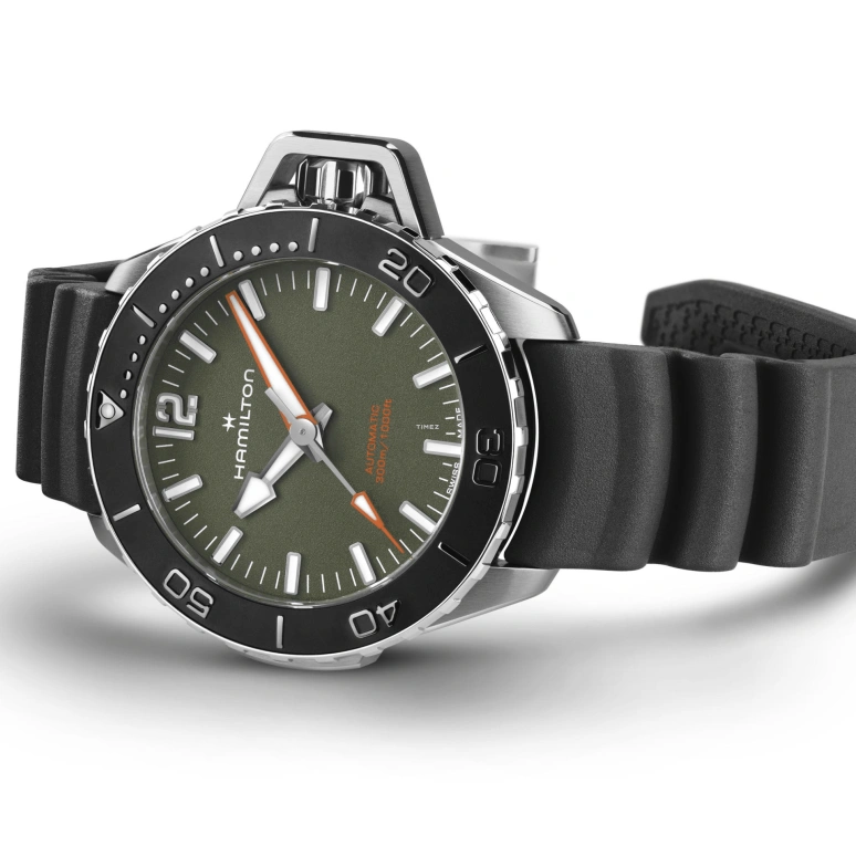 Hamilton,Khaki Navy 41mm,41mm,Stainless Steel,Green,Automatic,Sapphire,Crystal Glass,Round,H77455360