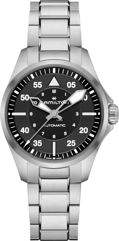 Hamilton,Khaki Aviation 11.15mm,11.15mm,Stainless Steel,Black,Automatic,Sapphire,Glass,Silver,H76215130