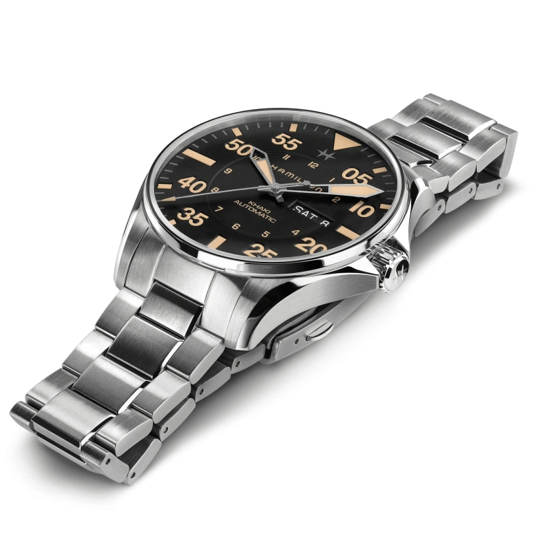 Hamilton,Khaki Aviation 46mm,46mm,Stainless Steel,Black,Automatic,Chronograph,Date,Day,H64725131