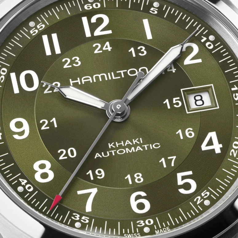 Hamilton,Khaki Field 42mm,42mm,Stainless Steel,Olive Green,Automatic,Day,80hours,H70605560