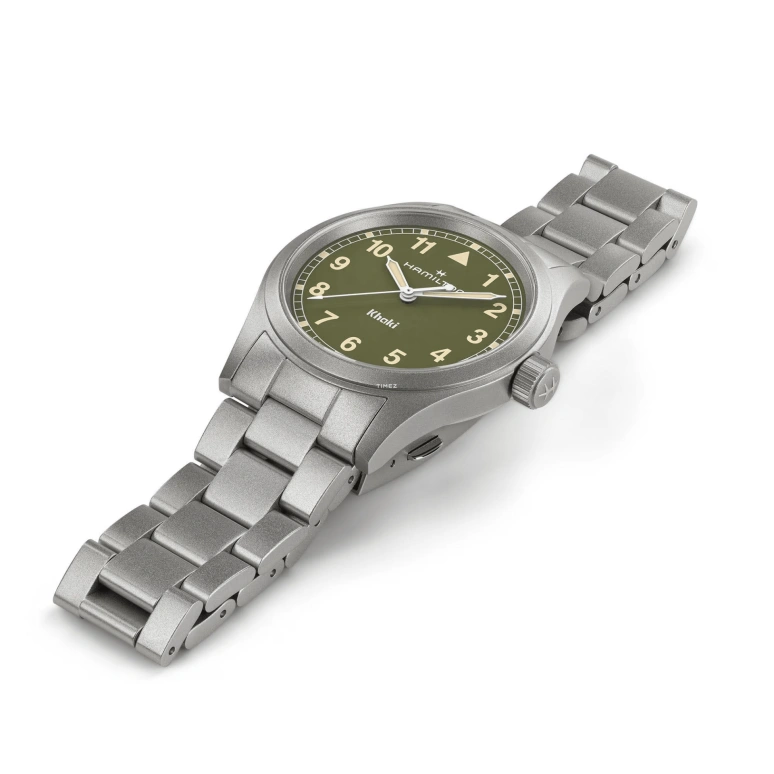 Hamilton,Khaki Field 38mm,38mm,Stainless Steel,Green,Quartz,In-house Caliber,Sapphire,Glass,H69401160