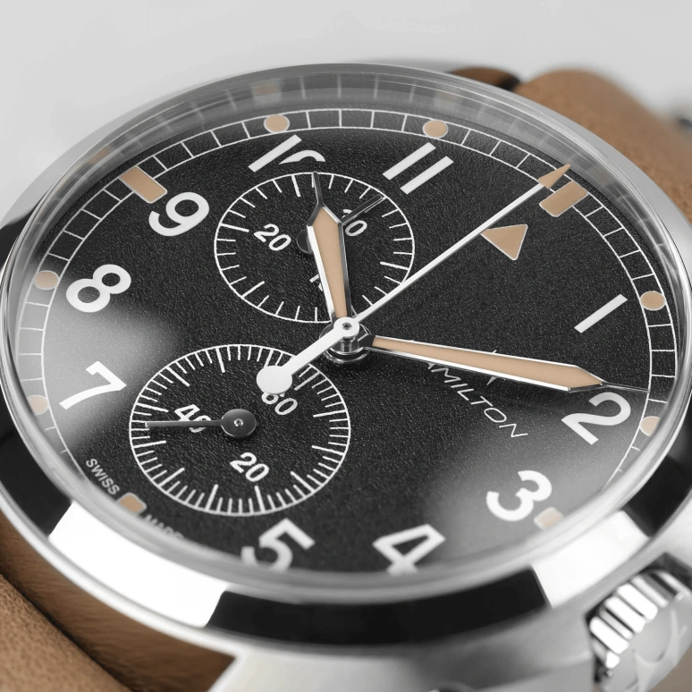 Hamilton,Khaki Aviation 41mm,41mm,Stainless Steel,Black,Quartz,Chronograph,Date,Rattrapante,H76522531