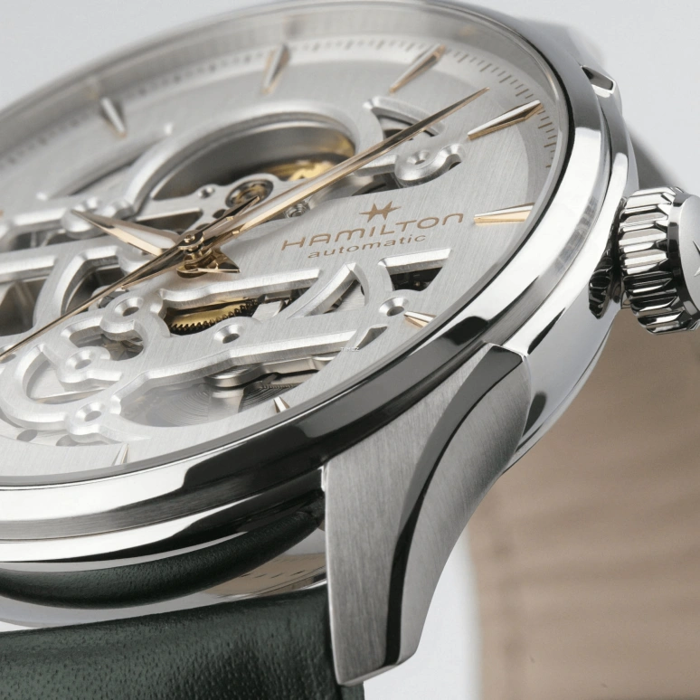 Hamilton,Jazzmaster 40mm,40mm,Stainless Steel,Skeleton,White,Automatic,Sapphire,Crystal Glass,Round,H42535810