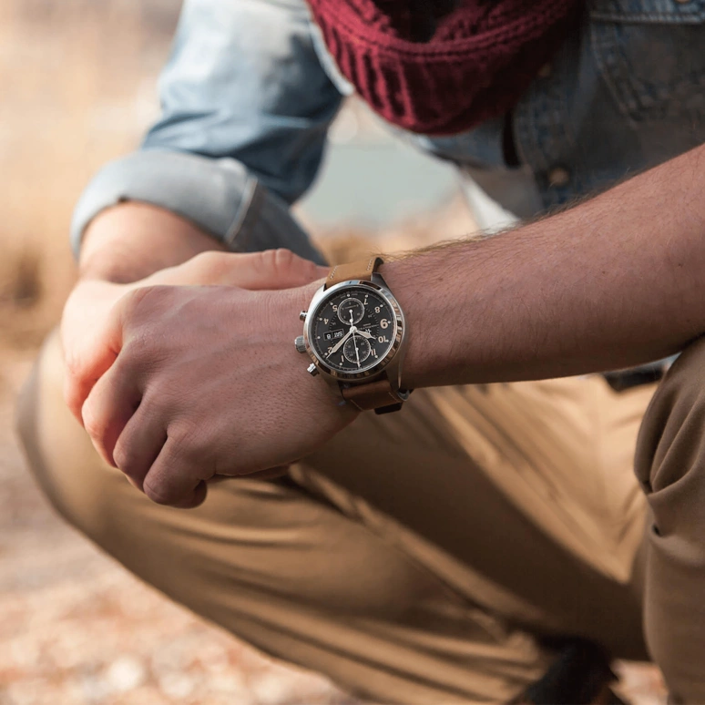 Hamilton,Khaki Field 42mm,42mm,Stainless Steel,Black,Automatic,Chronograph,Date,Day,H71616535