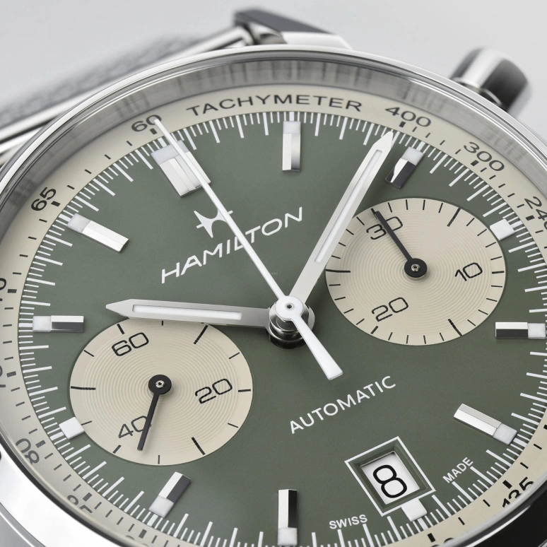 Hamilton,American Classic 40mm,40mm,Stainless Steel,Green,Automatic,Chronograph,Date,H38416160