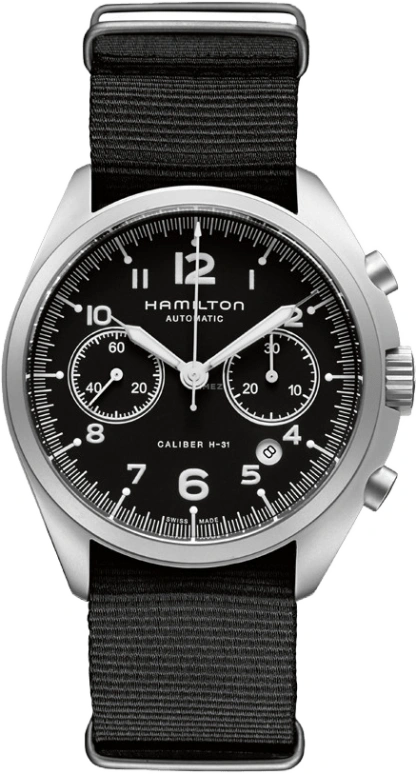 Hamilton,Khaki Aviation 41mm,41mm,Stainless Steel,Black,Automatic,Chronograph,Date,H76456435