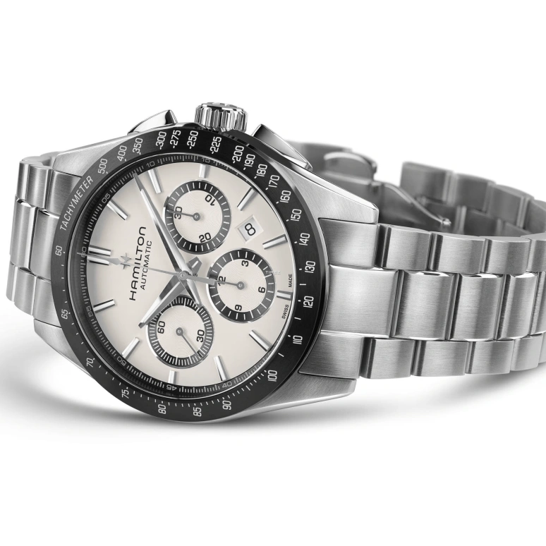 Hamilton,Jazzmaster 42mm,42mm,Stainless Steel,White,Automatic,Chronograph,Day,H36606110