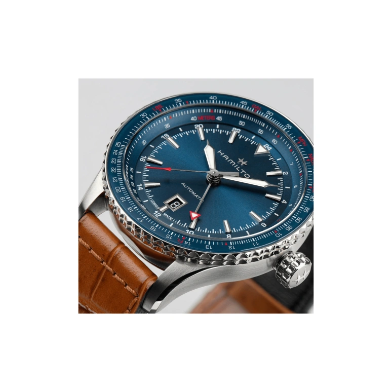 Hamilton,Khaki Aviation 44mm,44mm,Stainless Steel,Blue,Automatic,Date,80hours,H76715540