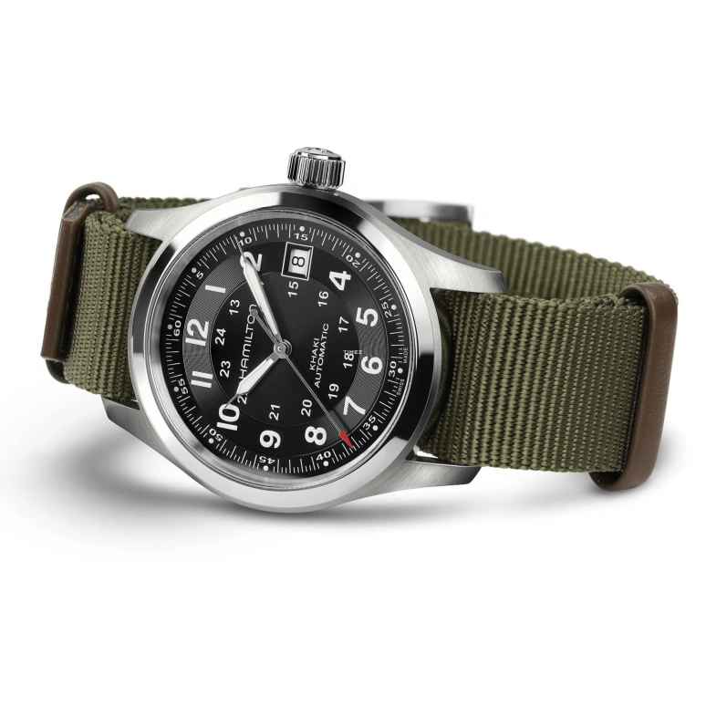 Hamilton,Khaki Field 38mm,38mm,Stainless Steel,Black,Automatic,Day,80hours,H70475930
