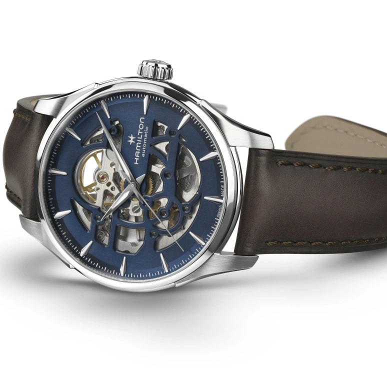 Hamilton,Jazzmaster 40mm,40mm,Stainless Steel,Blue,Skeleton,Automatic,Sapphire,Crystal Glass,Round,H42535541