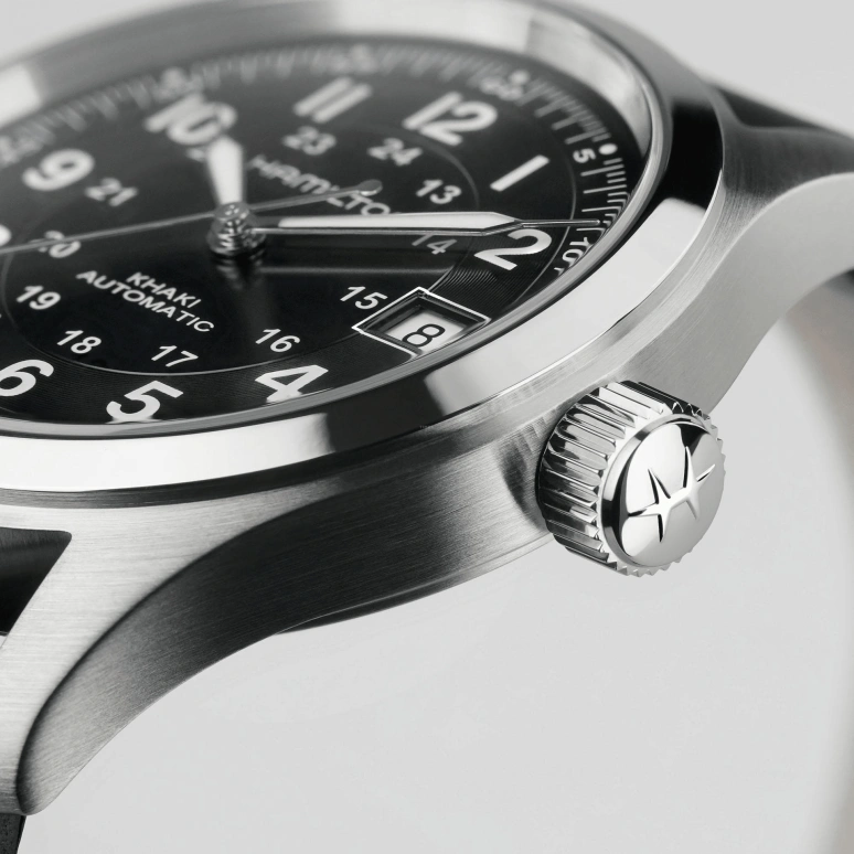 Hamilton,Khaki Field 38mm,38mm,Stainless Steel,Black,Automatic,Date,80hours,H70455733